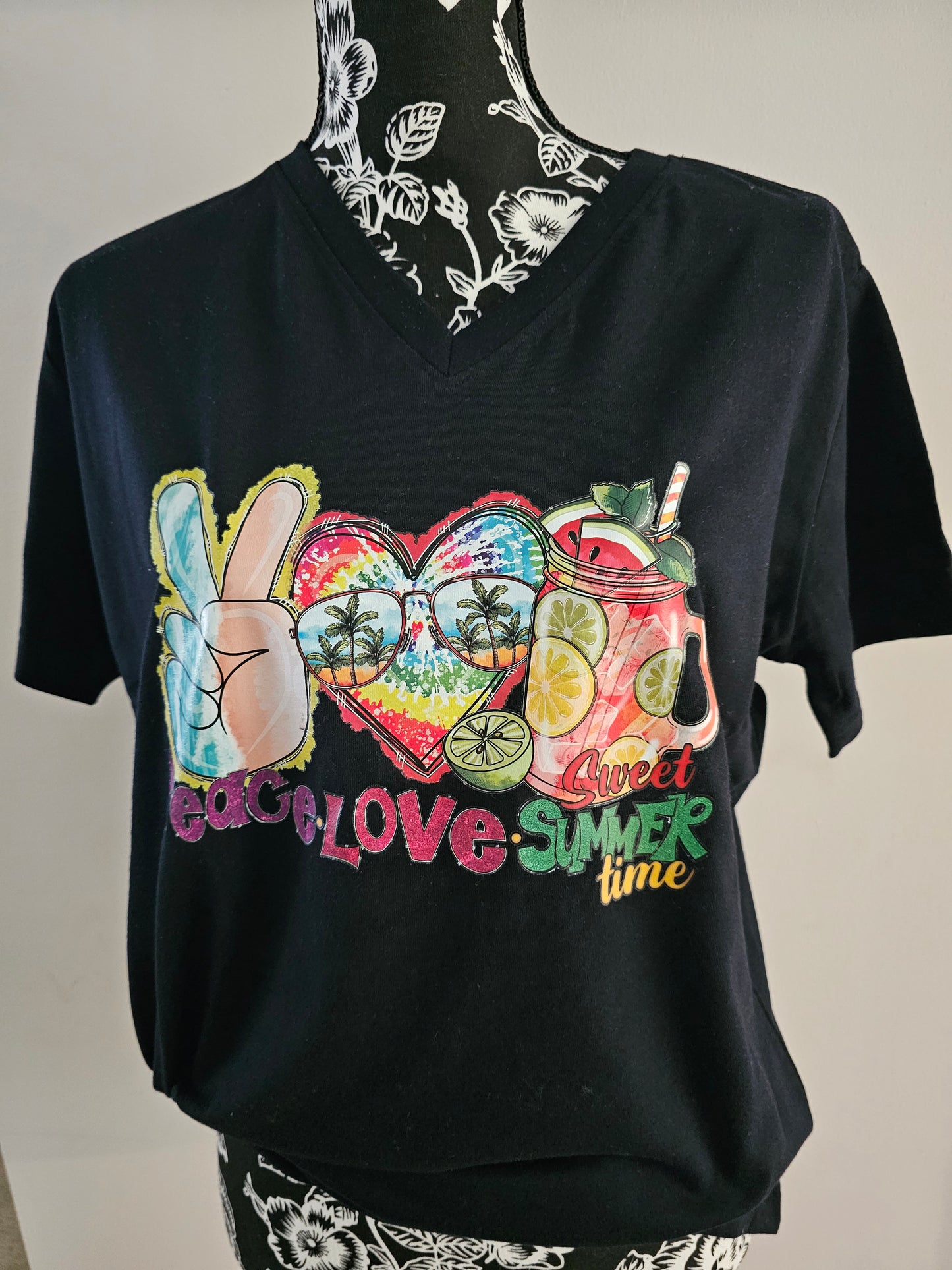 Peace Love Summer Time Handmade Graphic T-Shirt