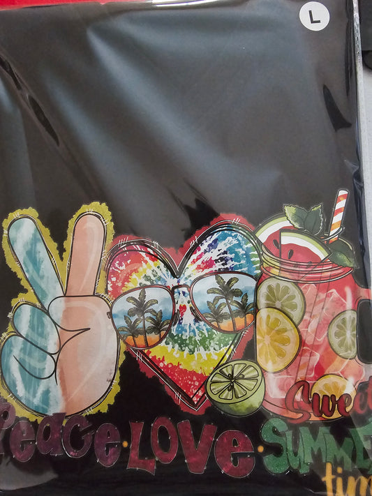 Peace Love Summer Time Handmade Graphic T-Shirt