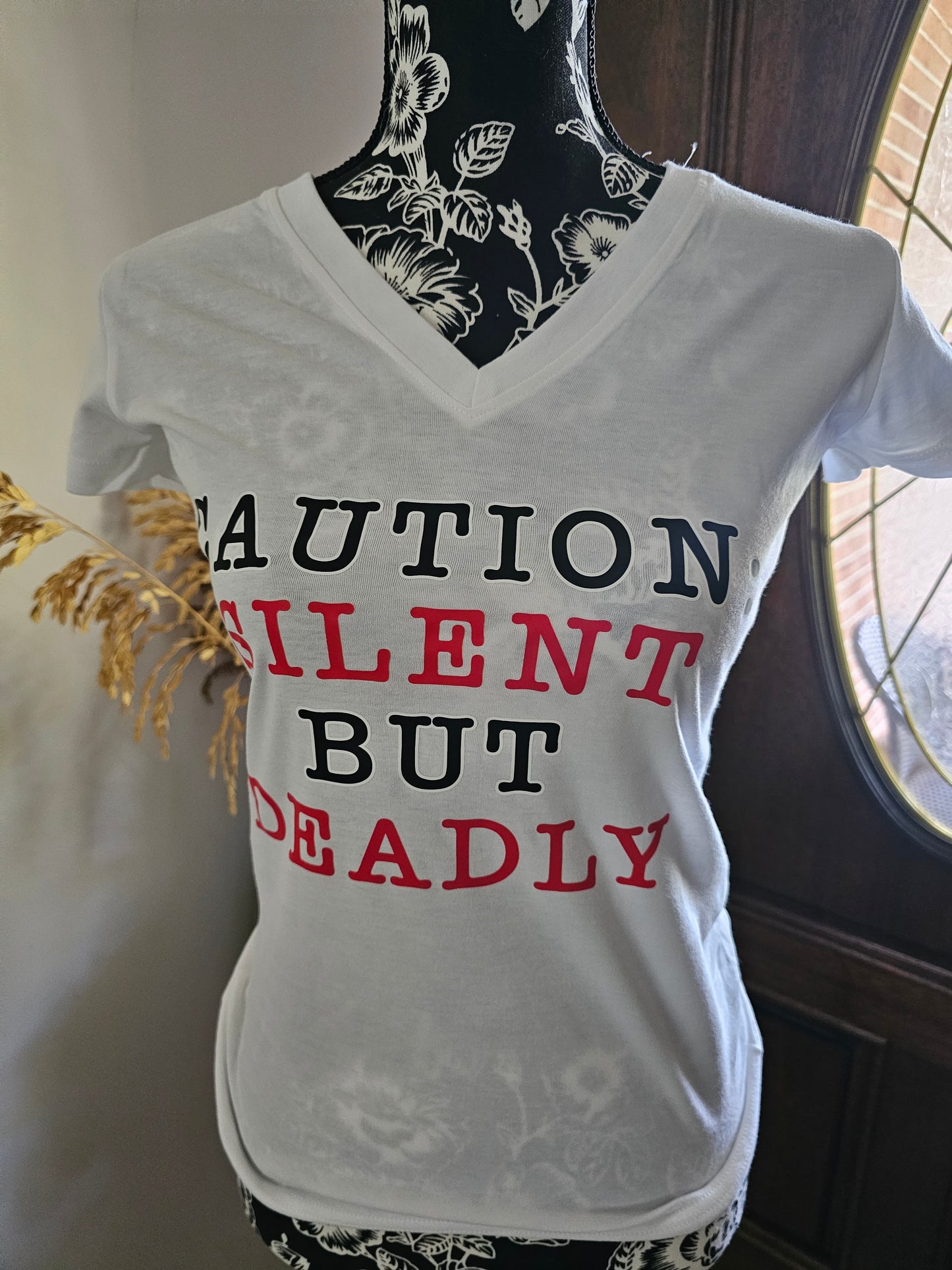Caution Silent But Deadly Handmade Graphic T-Shirt