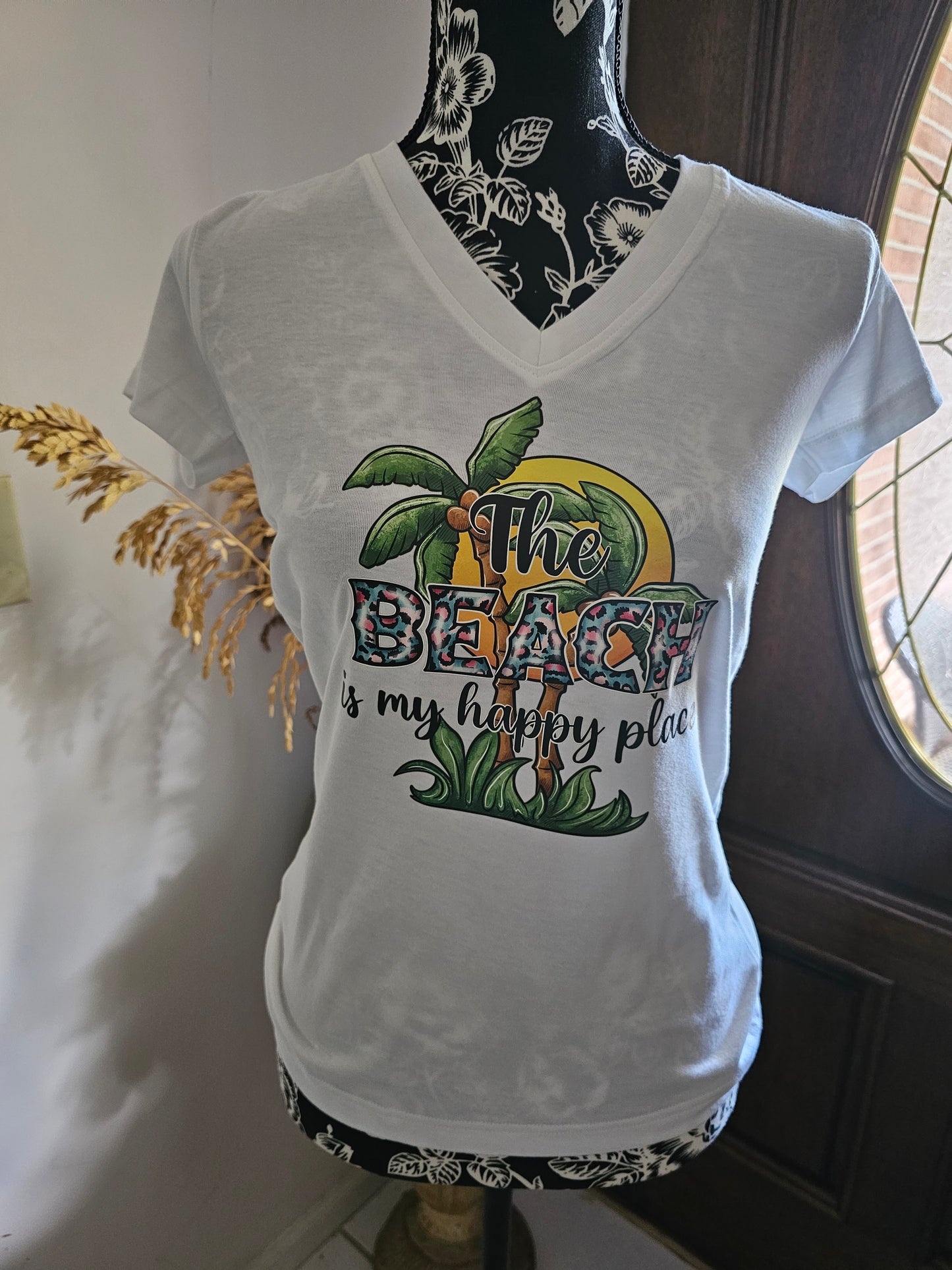 The Beach Is My Happy Place Handmade Graphic T Shirt Design