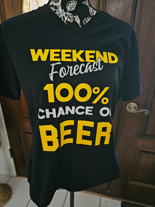 Weekend Forecast 100% Chance Of Beer Handmade Graphic T-Shirt