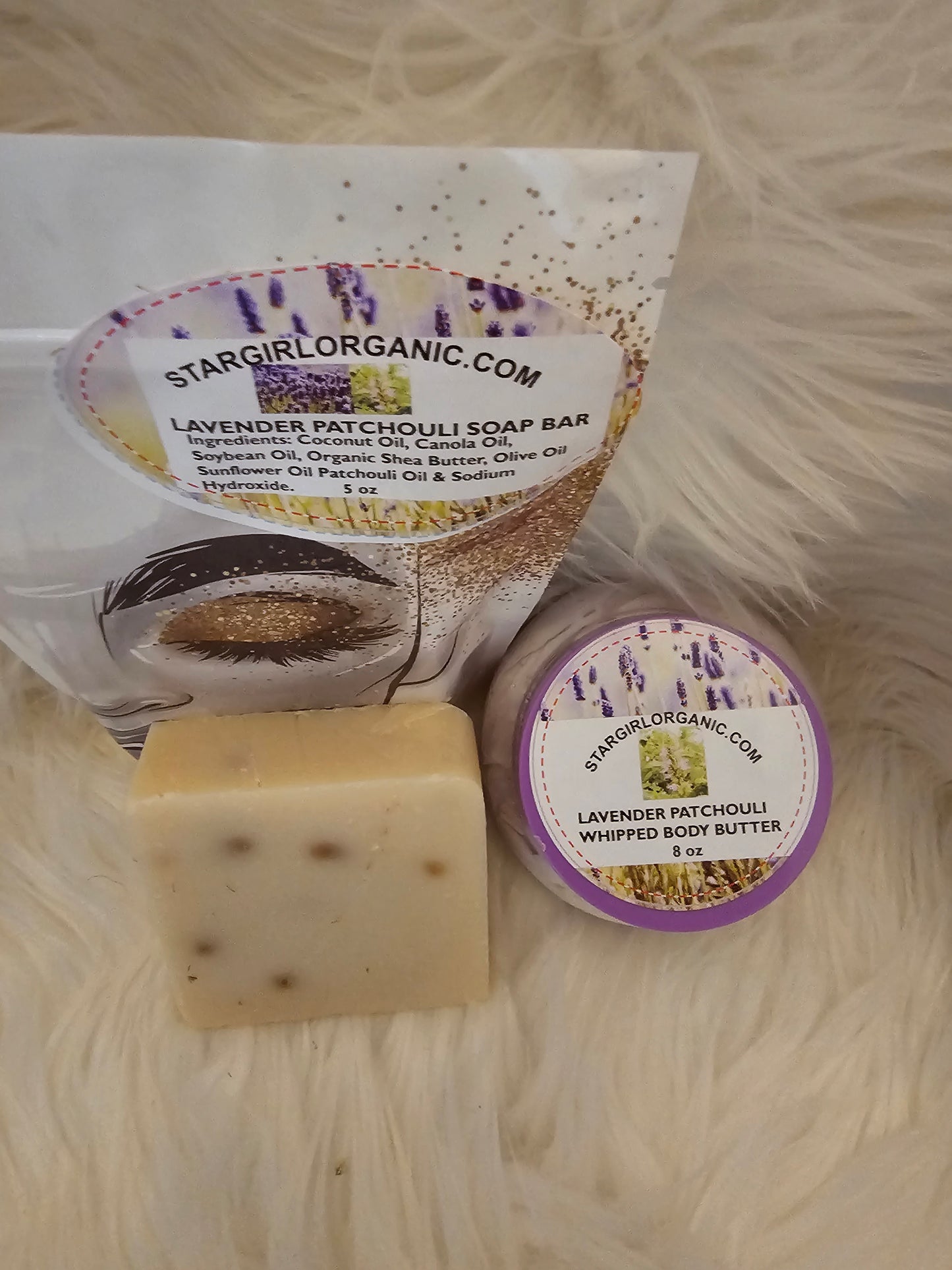 2ps Set Lavender and Patchouli Soap Bar and Lavender and Patchouli Whipped Body Butter