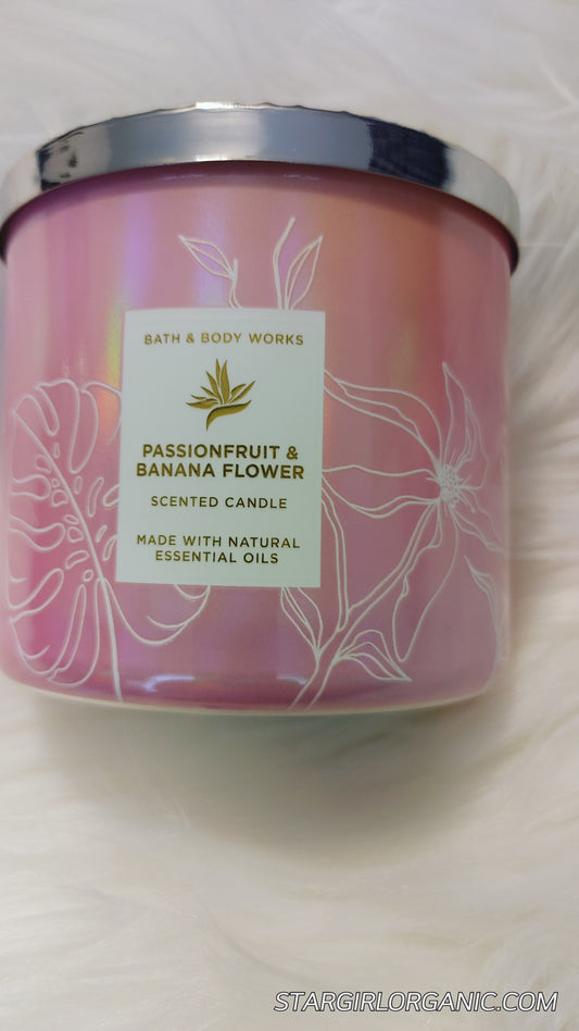 Bath & Body Works Passion Fruit and Banana Flower 3Wick Scented Candle Made with Natural Essential Oil