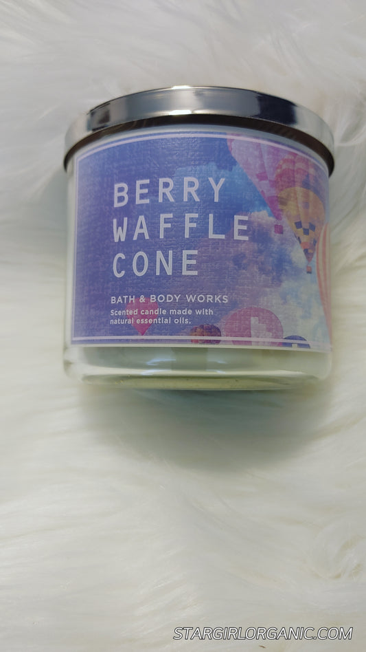 Bath & Body Works. Berry Waffle Cone 3 Wick Scented Candle Made with Natural Essential Oil