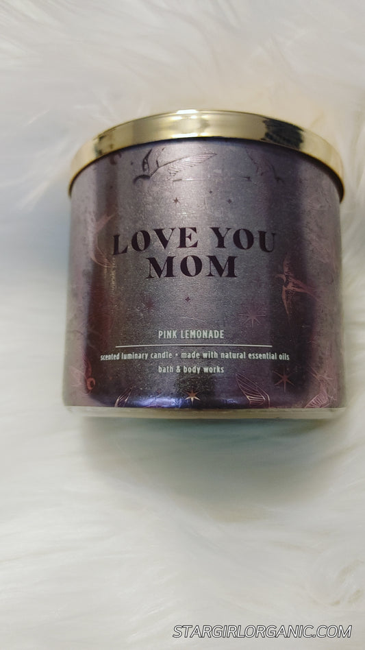 Bath and Body Works Love You Mom Pink Lemonade 3Wick Scented Candle Made with Natural Essential Oil