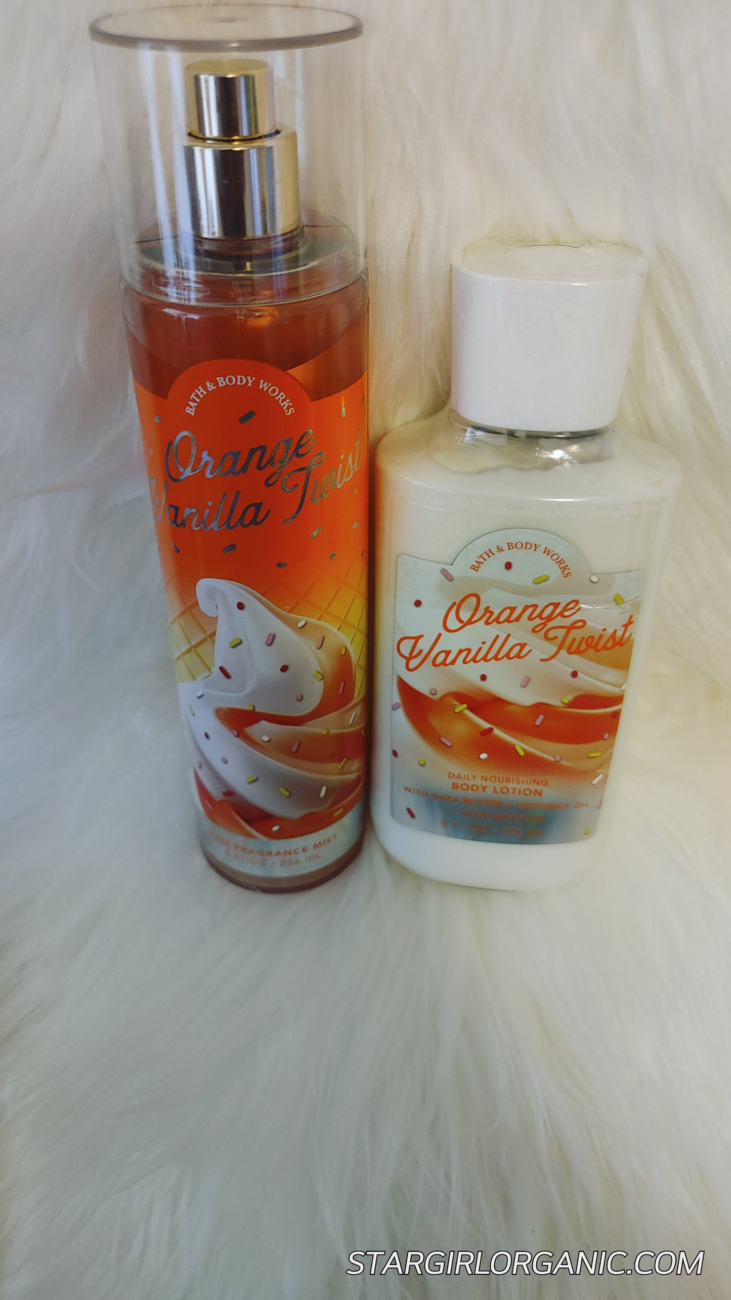 Bath and Body Works 2PC Orange Vanilla Twist Fragrance Mist and Body Lotion Sets