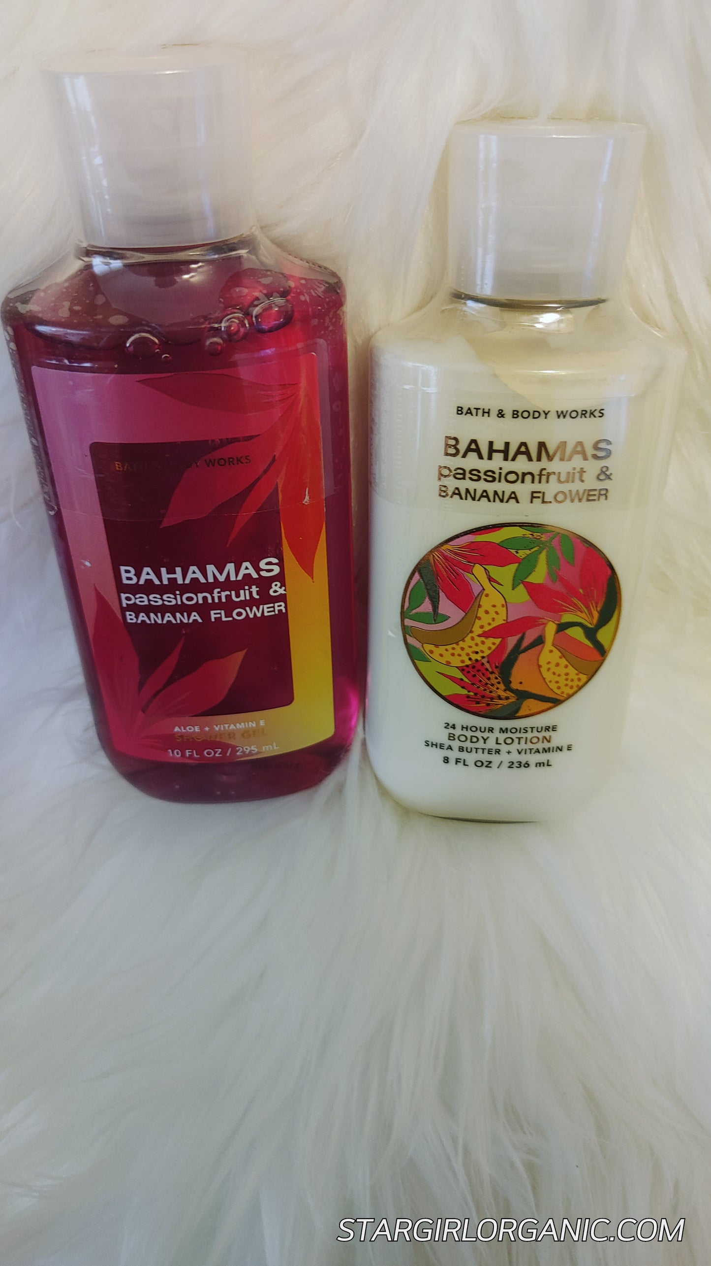 Bath and Body Work 2pc Sets Bahamas Passion Fruit and Banana Flower Shower Gel and Body Lotion