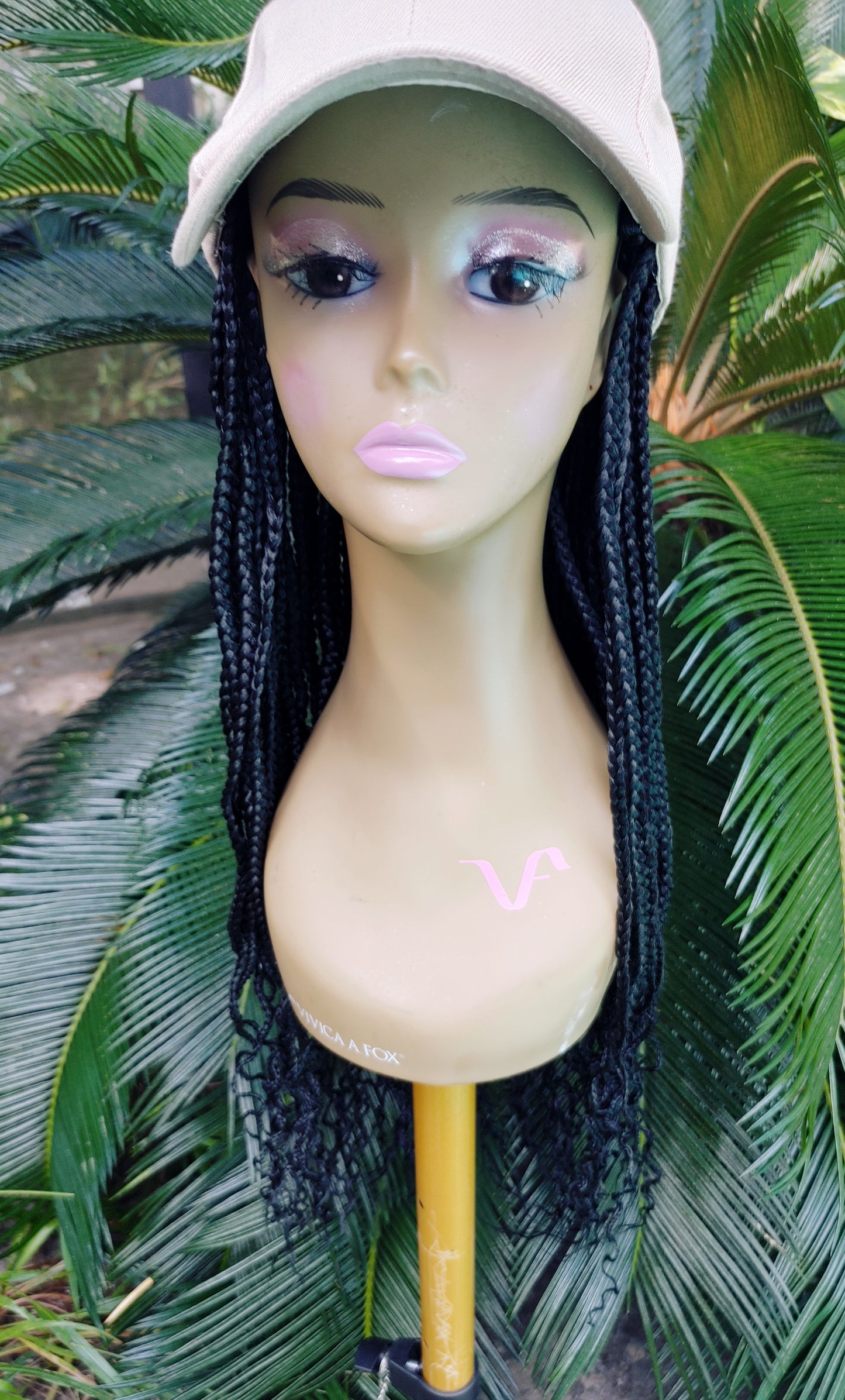 Braided Adjustable Cap Wig With Blue or Light Brown Baseball Cap