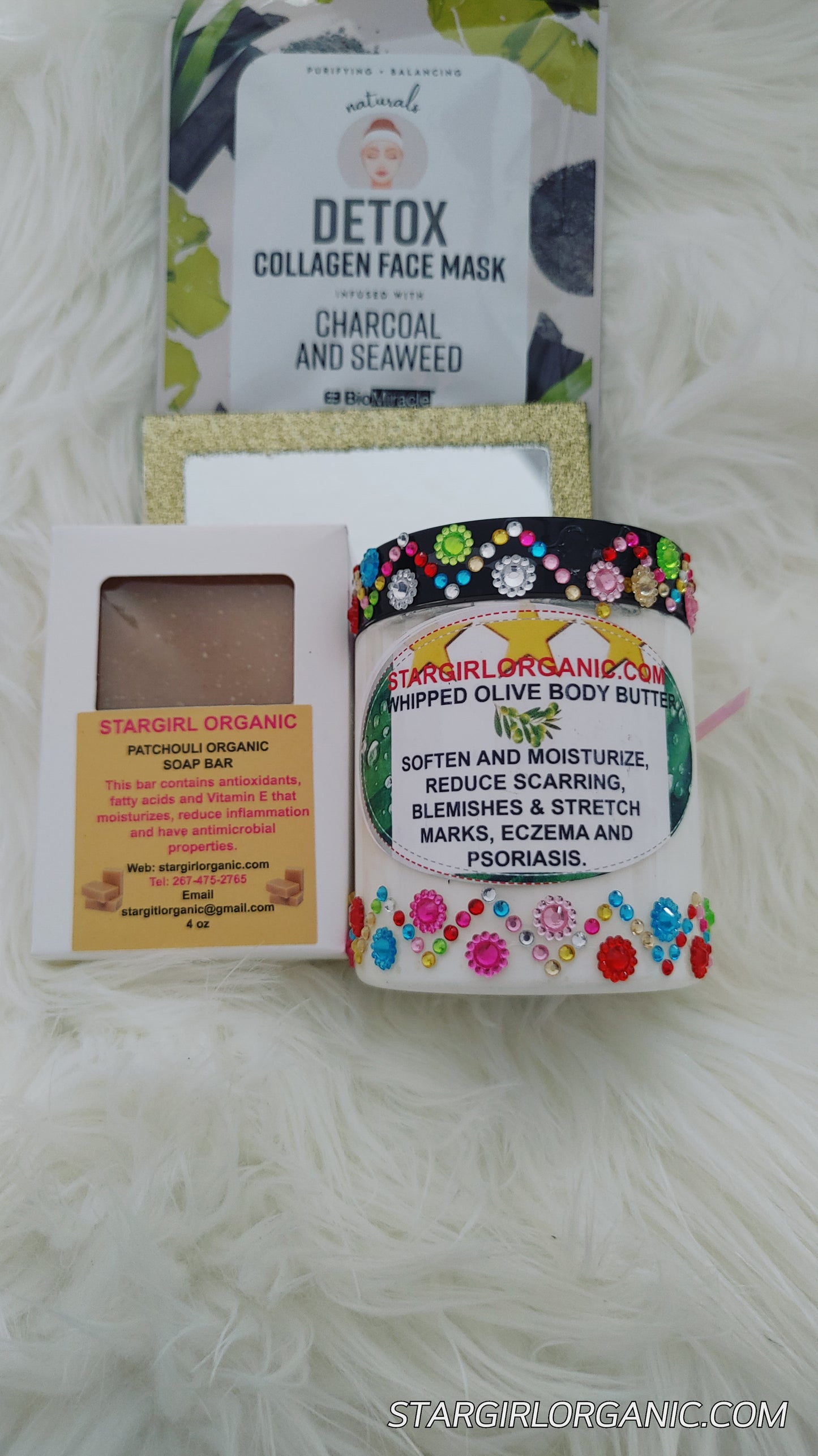 Stargirl Organic 4PC Gift Sets Includes Soap Bar, Body Butter, Face Mask and Mirror
