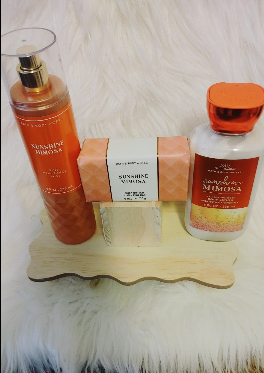 Bath and Body Works 3PC Set Sunshine Mimosa Fragrance Mist and Body Lotion & Soap Bar